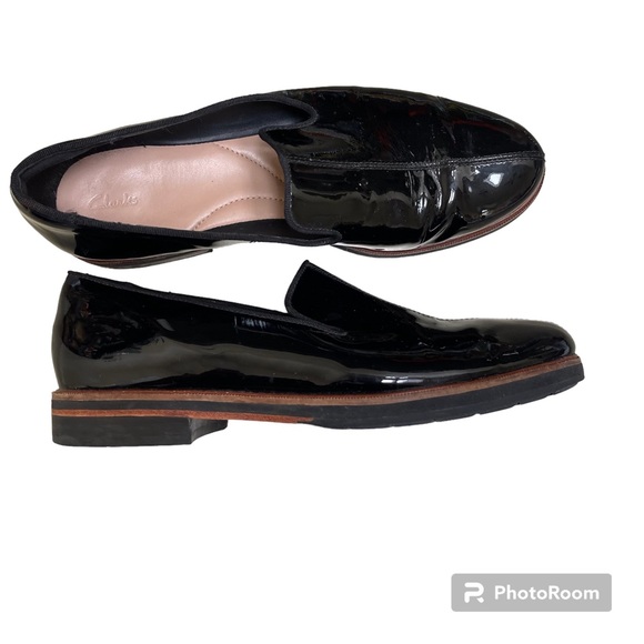 Clarks Frida Patent Leather Loafers Black Size 9 EU 40 - Picture 3 of 9
